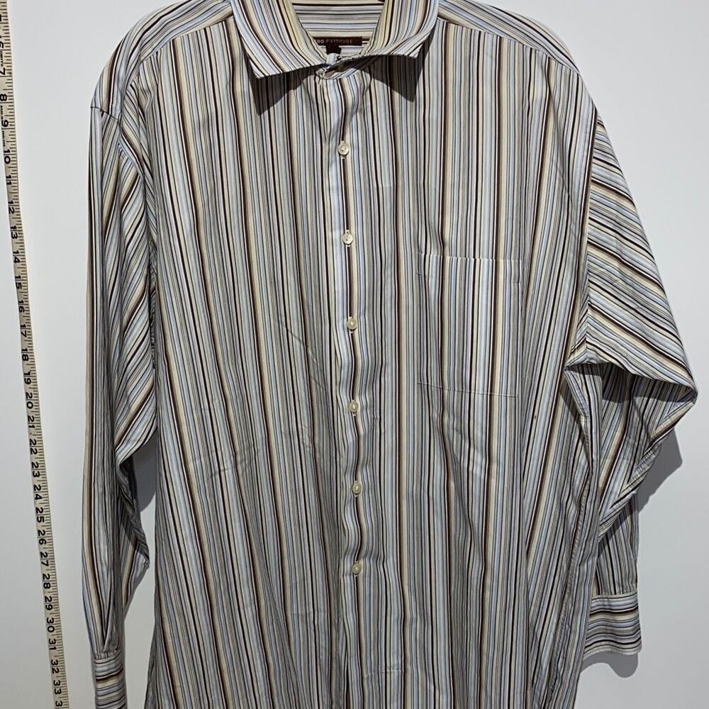 BCBG Attitude Men's Stripes Button-Down Long Sleeves Dress Shirt Multicolor Size